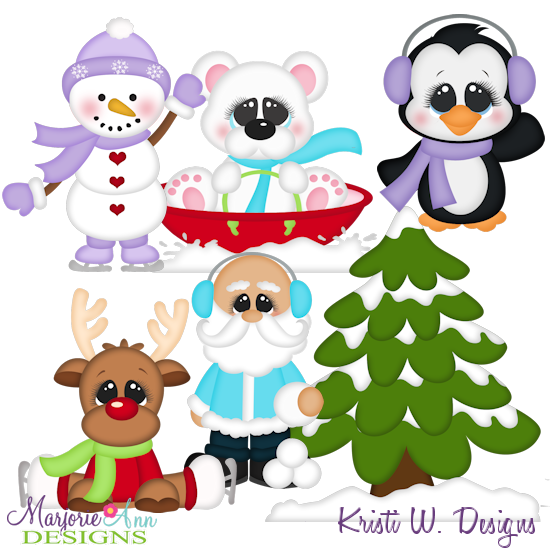 Santa & Friends Winter Fun SVG Cutting Files Includes Clipart - Click Image to Close